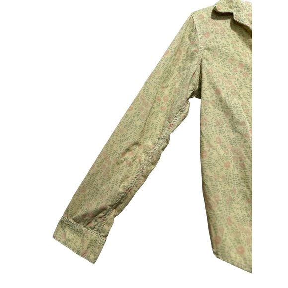 CP Shades Corduroy Button Down Shirt Women XS Yellow Floral Cotton Dainty Office - Picture 14 of 14